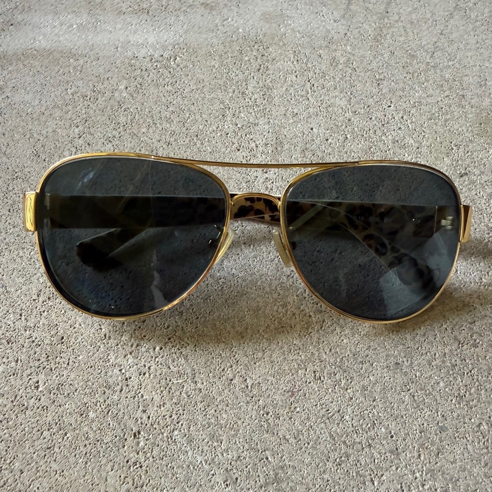 Coach Aviator Sunglasses Leopard Print Gold Horse Carriage Logo HC7059 9249T5 - Picture 7 of 9